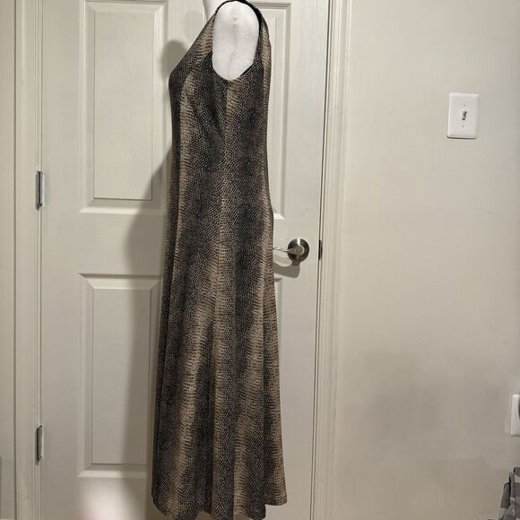 Jones New York Black Brown Snake Stretch Sleeveless Shift Tunic Tank Dress Small - Picture 5 of 7